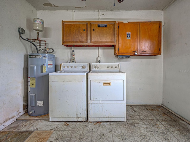 6483 Fabian Rd, North Port, FL 34287 - washroom featuring water heater, cabinet space, washer and dryer, and light flooring