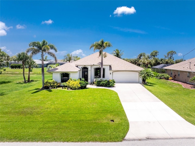 167 Marker Rd, Rotonda West, FL 33947 - single story home featuring an attached garage, driveway, a front lawn, stucco siding, and a shingled roof