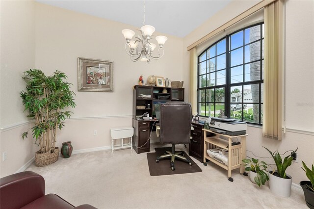 167 Marker Rd, Rotonda West, FL 33947 - office area featuring a chandelier and carpet floors