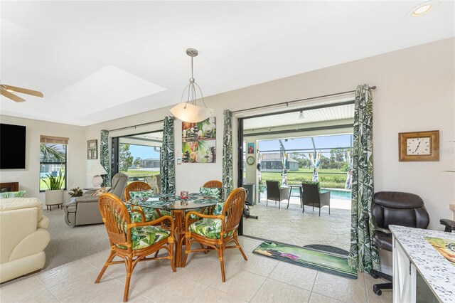 167 Marker Rd, Rotonda West, FL 33947 - dining space featuring ceiling fan, recessed lighting, and light tile patterned flooring