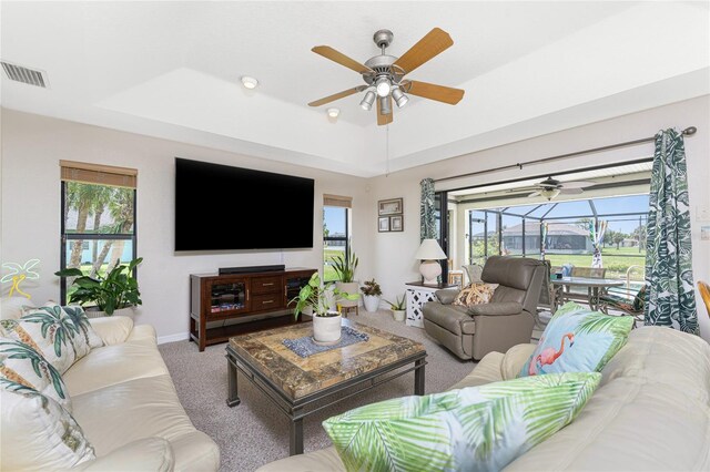 167 Marker Rd, Rotonda West, FL 33947 - living area featuring ceiling fan, carpet flooring, and plenty of natural light