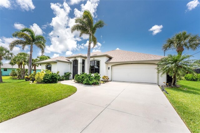 167 Marker Rd, Rotonda West, FL 33947 - view of front facade featuring an attached garage, driveway, stucco siding, and a front yard