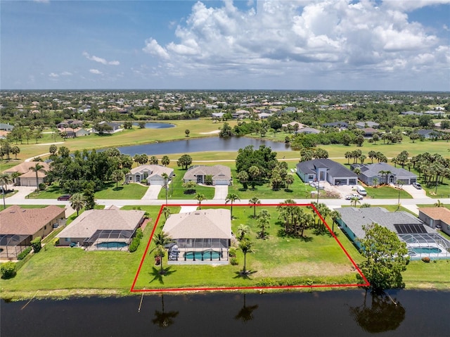 167 Marker Rd, Rotonda West, FL 33947 - aerial view of residential area with a large body of water and property parcel outlined