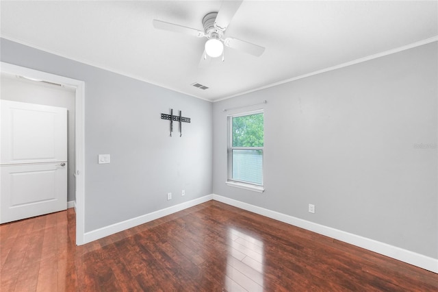 1523 Napoleon Rd, North Port, FL 34288 - spare room featuring ornamental molding, wood finished floors, and ceiling fan