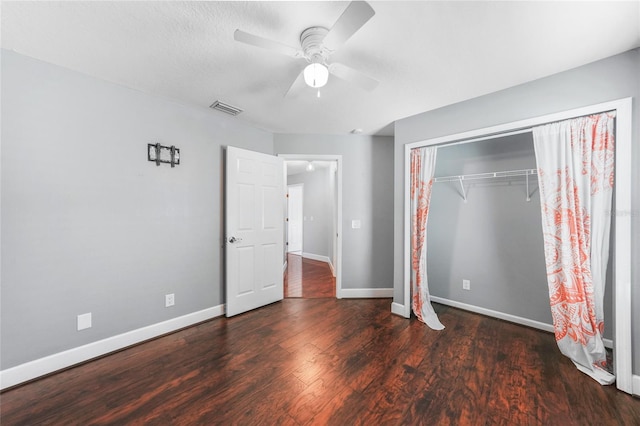 1523 Napoleon Rd, North Port, FL 34288 - unfurnished bedroom with wood finished floors, ceiling fan, and a closet