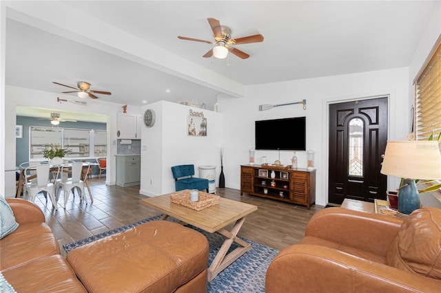 720 Dalton Blvd, Port Charlotte, FL 33952 - living area featuring a ceiling fan and wood finished floors
