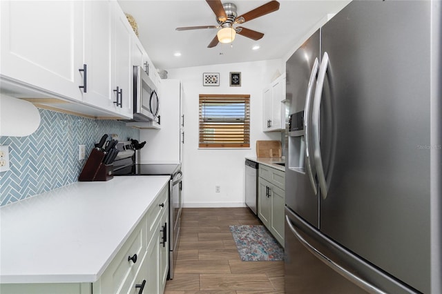 720 Dalton Blvd, Port Charlotte, FL 33952 - kitchen with stainless steel appliances, tasteful backsplash, a ceiling fan, light countertops, and recessed lighting