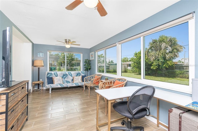 720 Dalton Blvd, Port Charlotte, FL 33952 - sunroom featuring ceiling fan and an outdoor hangout area