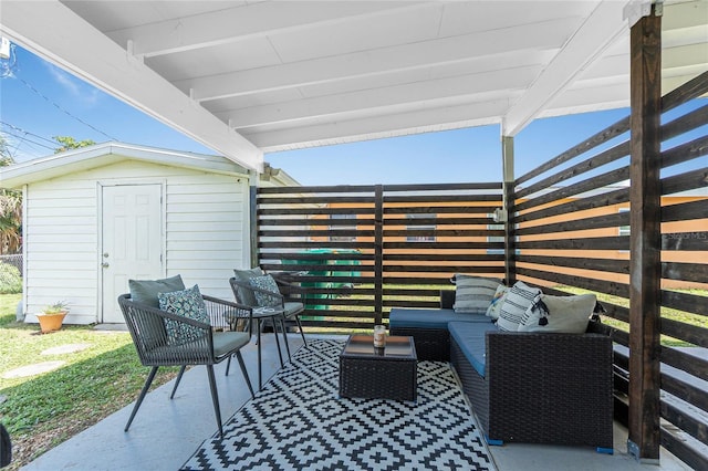 720 Dalton Blvd, Port Charlotte, FL 33952 - view of patio with outdoor lounge area and a storage unit