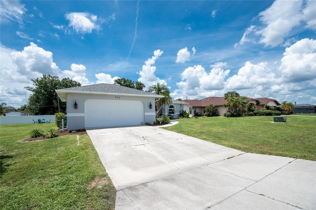 976 Great Falls Ter NW, Port Charlotte, FL 33948 - ranch-style home with stucco siding, a garage, a front lawn, and concrete driveway