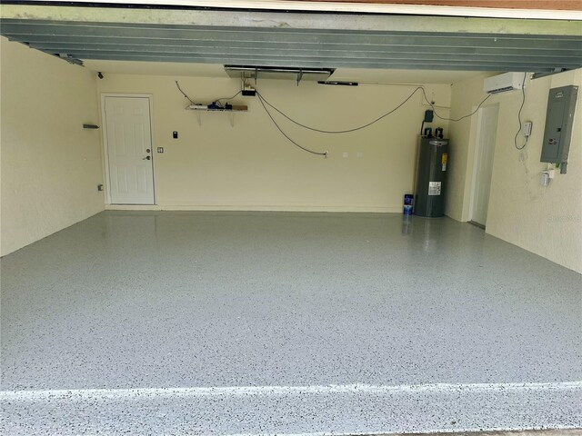 3010 52nd St W, Lehigh Acres, FL 33971 - garage featuring water heater, electric panel, and a wall unit AC
