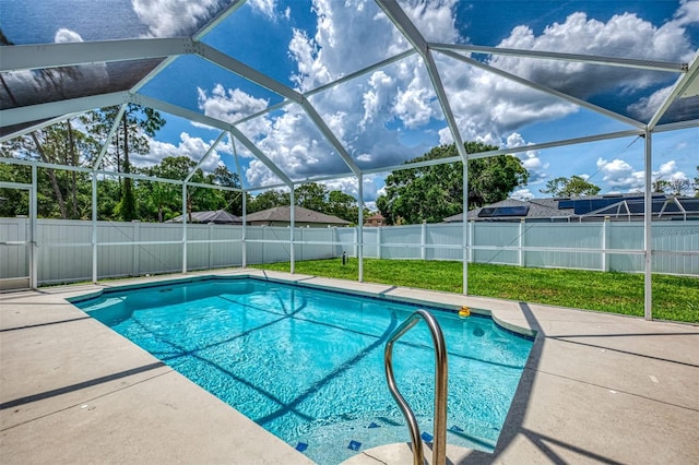 4038 Corydon Ave, North Port, FL 34286 - view of pool featuring a fenced backyard, a patio area, and glass enclosure