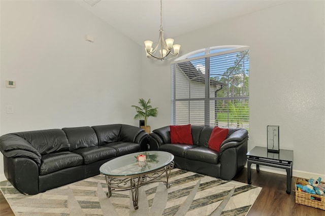4038 Corydon Ave, North Port, FL 34286 - living room with wood finished floors and a chandelier