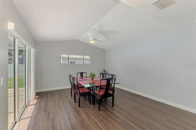 4038 Corydon Ave, North Port, FL 34286 - dining room featuring wood finished floors, lofted ceiling, plenty of natural light, and a ceiling fan