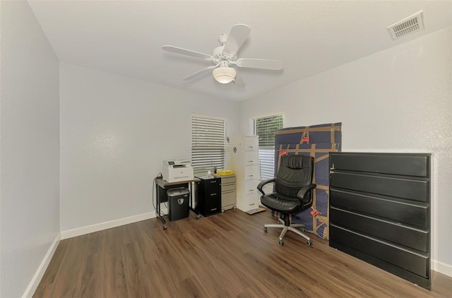 4038 Corydon Ave, North Port, FL 34286 - office space with wood finished floors and a ceiling fan