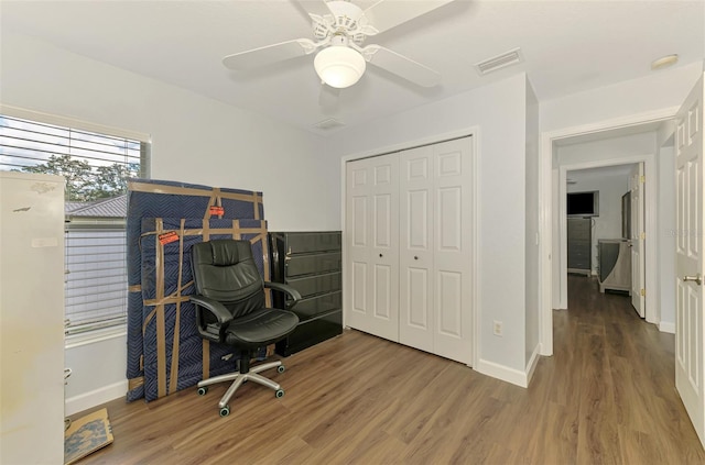4038 Corydon Ave, North Port, FL 34286 - office space with wood finished floors and a ceiling fan