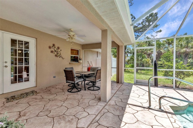 3305 Nansen Ln, North Port, FL 34286 - sunroom with ceiling fan and outdoor dining space