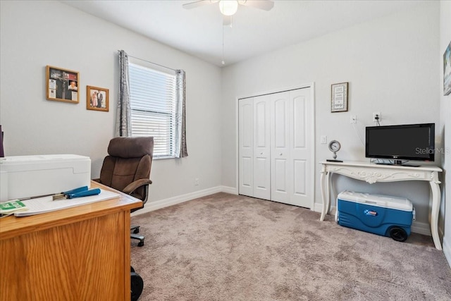 1275 Blue Lake Cir, Punta Gorda, FL 33983 - carpeted office space featuring ceiling fan and baseboards