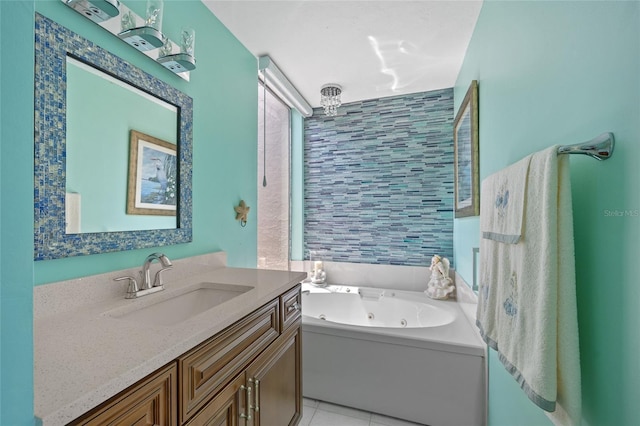 25188 Marion Ave Unit 45, Punta Gorda, FL 33950 - full bathroom with vanity, a whirlpool tub, and tile patterned floors