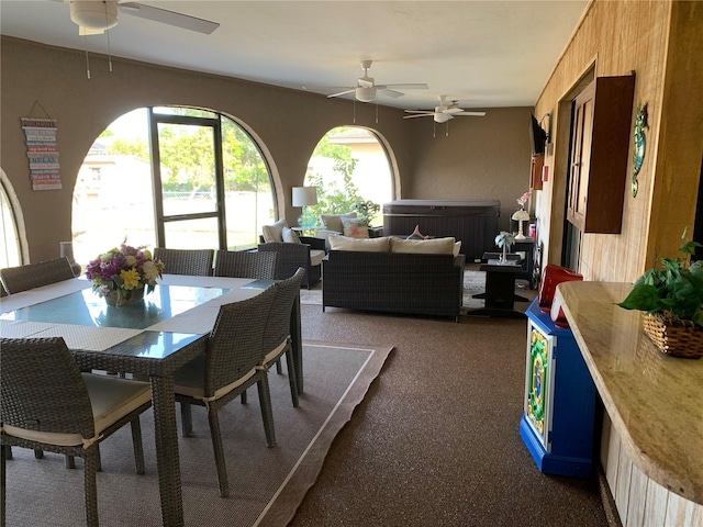 21460 Sheldon Ave, Port Charlotte, FL 33952 - carpeted dining space featuring ceiling fan