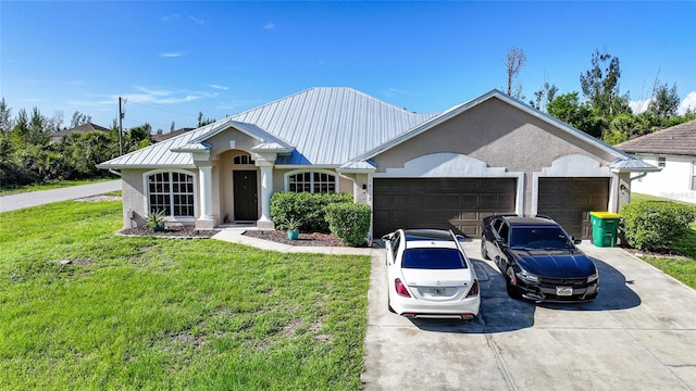 15117 Lyneburg Ave, Port Charlotte, FL 33981 - single story home with concrete driveway, stucco siding, an attached garage, and a front lawn