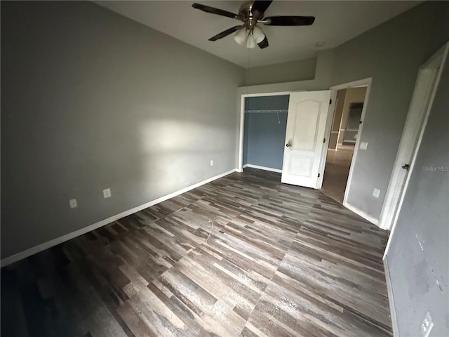 2143 Santonian Ter, North Port, FL 34286 - unfurnished bedroom featuring wood finished floors, a closet, and a ceiling fan