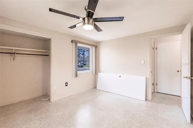 3497 Cohoes St, Port Charlotte, FL 33952 - unfurnished bedroom featuring speckled floor, a closet, and a ceiling fan