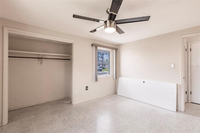 3497 Cohoes St, Port Charlotte, FL 33952 - unfurnished bedroom with speckled floor, a closet, and a ceiling fan