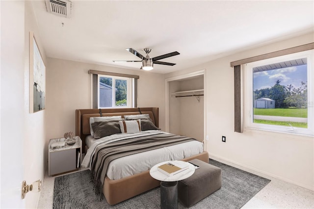 3497 Cohoes St, Port Charlotte, FL 33952 - bedroom featuring a ceiling fan, a closet, and speckled floor
