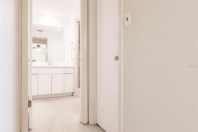 3497 Cohoes St, Port Charlotte, FL 33952 - corridor with a sink and dark speckled floor