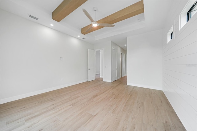2815 Coral Way, Punta Gorda, FL 33950 - spare room with beam ceiling, recessed lighting, light wood-type flooring, and a ceiling fan