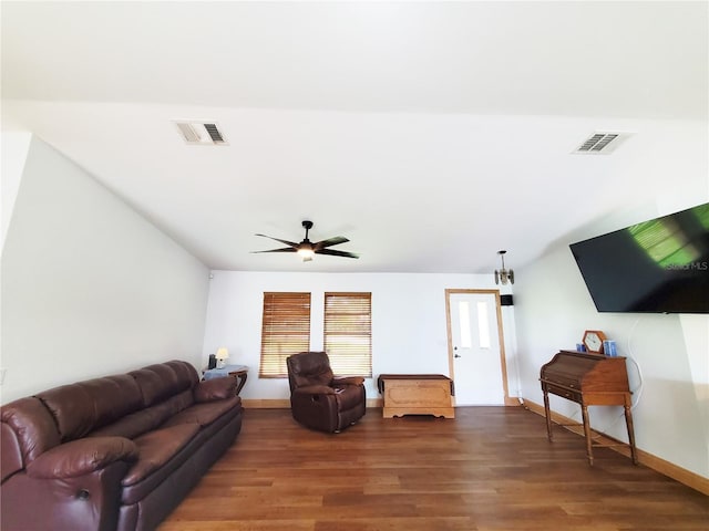 3456 Highlands Rd, Punta Gorda, FL 33983 - living area featuring wood finished floors and ceiling fan
