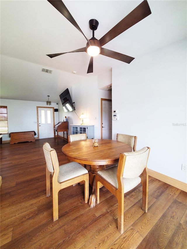 3456 Highlands Rd, Punta Gorda, FL 33983 - dining area featuring ceiling fan and wood finished floors