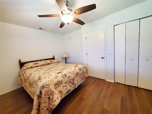 3456 Highlands Rd, Punta Gorda, FL 33983 - bedroom featuring wood finished floors, a closet, and ceiling fan