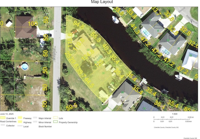 3456 Highlands Rd, Punta Gorda, FL 33983 - aerial view of property's location featuring property boundaries highlighted