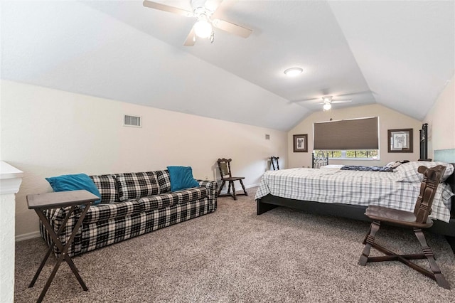 2788 SW County Road 769, Arcadia, FL 34266 - bedroom featuring carpet, vaulted ceiling, and ceiling fan