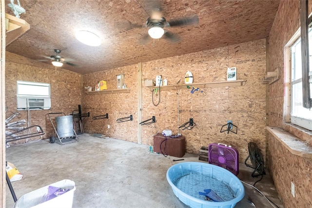 2788 SW County Road 769, Arcadia, FL 34266 - misc room with ceiling fan, cooling unit, and unfinished concrete floors