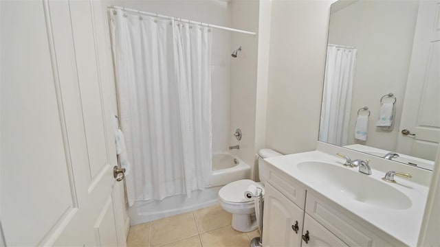 786 Regency Reserve Cir Unit 1404, Naples, FL 34119 - full bathroom featuring vanity, shower / tub combo with curtain, and tile patterned floors