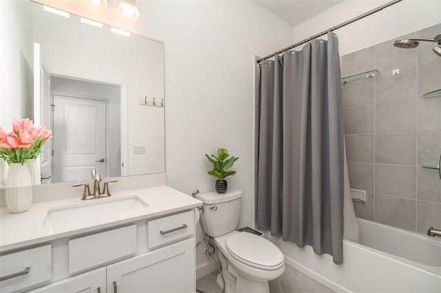 24348 Nicobar Ln, Punta Gorda, FL 33955 - full bathroom featuring vanity, shower / bath combo with shower curtain, and tile patterned floors
