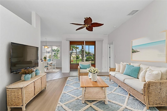 1605 Palace Ct, Punta Gorda, FL 33980 - living area with a ceiling fan and light wood finished floors