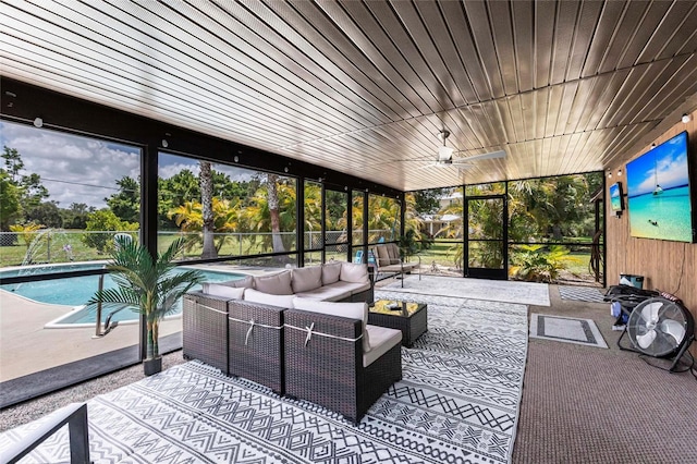 8513 Heister St, Punta Gorda, FL 33982 - sunroom / solarium featuring an outdoor living space and ceiling fan