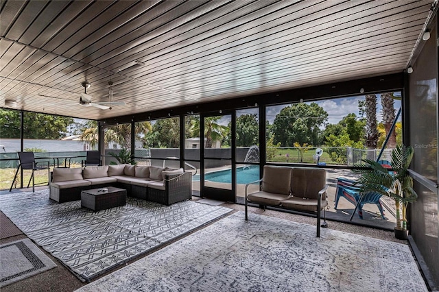 8513 Heister St, Punta Gorda, FL 33982 - sunroom with an outdoor living space and ceiling fan