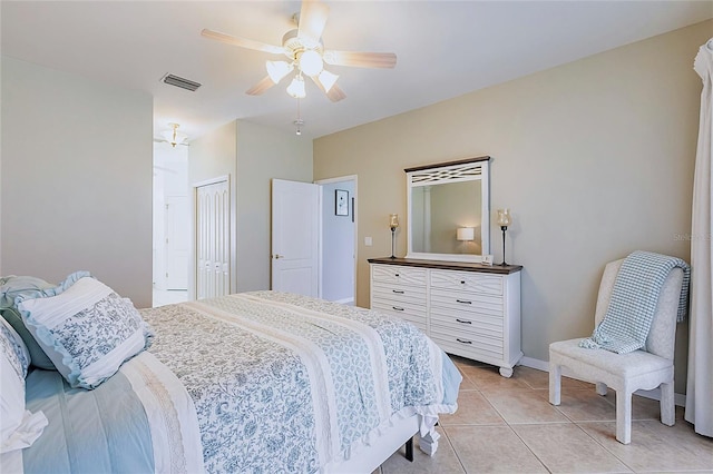 2105 Deborah Dr, Punta Gorda, FL 33950 - bedroom featuring light tile patterned floors, a closet, and ceiling fan
