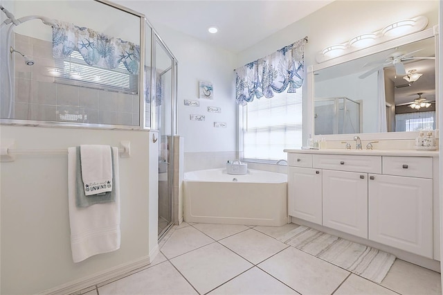 2105 Deborah Dr, Punta Gorda, FL 33950 - full bath with a stall shower, vanity, healthy amount of natural light, and ceiling fan