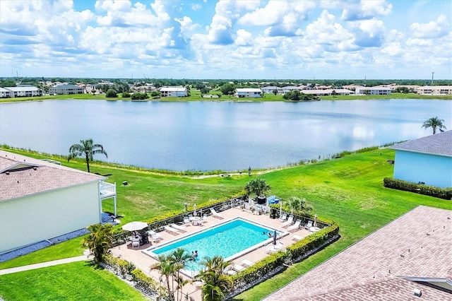 26310 Rampart Blvd Unit 504, Punta Gorda, FL 33983 - bird's eye view of a pool area and a nearby body of water