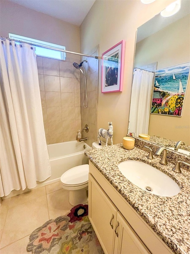 25224 Lahore Ln, Punta Gorda, FL 33983 - full bathroom with vanity, shower / tub combo with curtain, and tile patterned floors