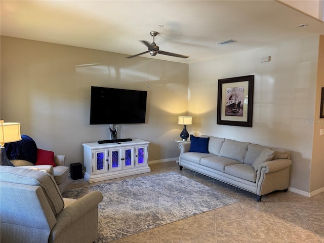 11220 Paseo Grande Blvd Unit 5207, Fort Myers, FL 33912 - living room with ceiling fan and tile patterned flooring