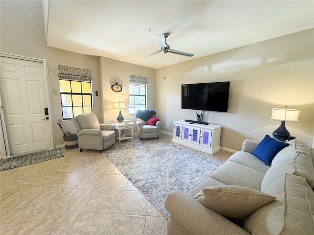 11220 Paseo Grande Blvd Unit 5207, Fort Myers, FL 33912 - living area featuring ceiling fan and light tile patterned floors