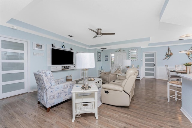 26254 Stillwater Cir, Punta Gorda, FL 33955 - living room with a ceiling fan and wood finished floors