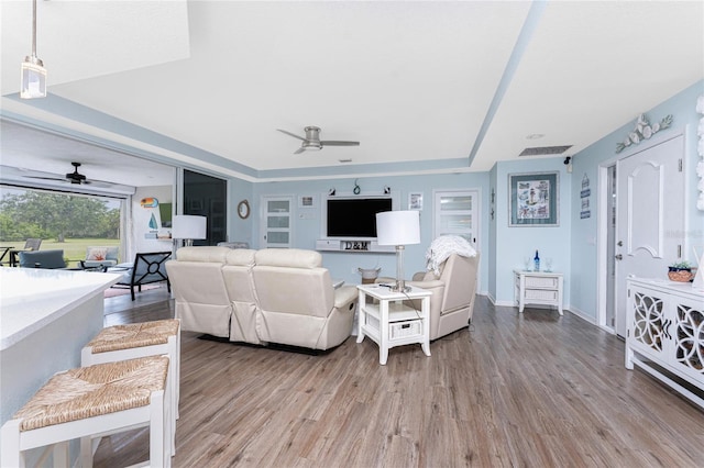 26254 Stillwater Cir, Punta Gorda, FL 33955 - living room with ceiling fan and wood finished floors